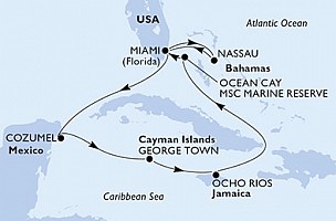 USA, Bahamy, Mexiko, Kajmanské ostrovy, Jamajka z Miami na lodi MSC Divina, plavba s bonusom